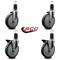 Service Caster 6'' Thermoplastic Rubber Wheel Swivel 1-5/8'' Expanding Stem Caster Set 2 Brakes, 4PK SCC-EX20S614-TPRB-2-PLB-2-158 - alternate 4
